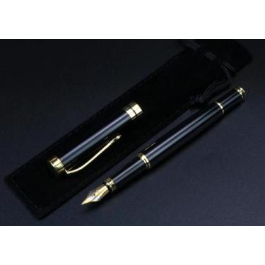 Imagem de Caneta tinteiro pena luxo presente preta lisacom capa mod 02 - LUYKE