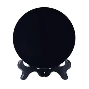 Imagem de PJIAQP Espelho obsidiana natural com base – Feng Shui Treasure for Home Desk – meditação, cura, adivinhação