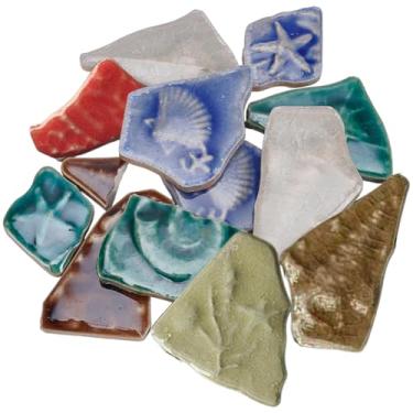 Imagem de SOFPLATE 1 caixa 200 g azulejos de mosaico de forma irregular peças de mosaico de cerâmica porcelana opaca flatback colorido sortido pequenas peças cabochão para molduras projetos de arte artesanato