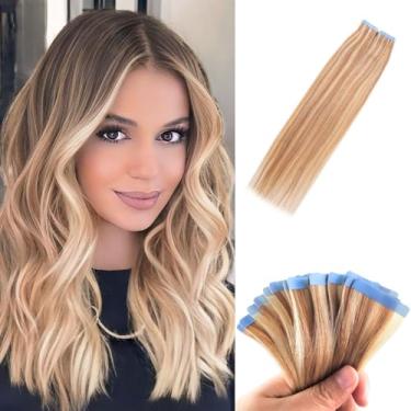 Imagem de Czrleaty Extensões De Cabelo Loiro Mel Com Fita Adesiva, Humano Real Para Mulheres, Bordas Invisíveis E Liso