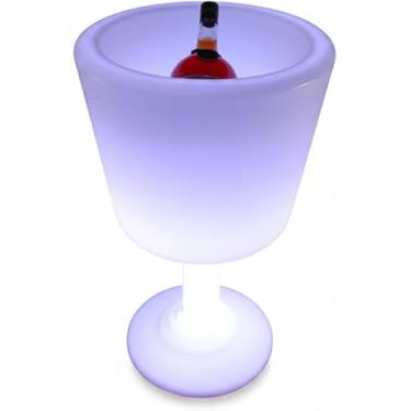 Imagem de Luminária Champanheira Gigante LED Colorido 44cm c/Controle Remoto | Balde de Gelo para 6 Garrafas Espumante | Cooler Decorativo Bivolt em Polietileno