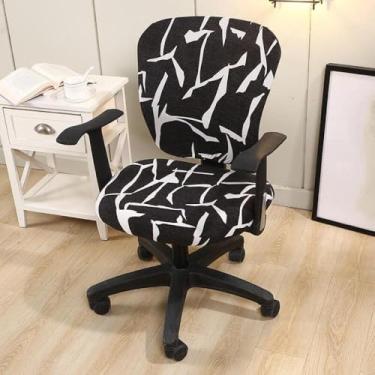 Imagem de Capa universal giratória para cadeira de escritório, capas elásticas para cadeira de escritório, protetores de almofada removíveis laváveis, fáceis de limpar, resistentes, resistentes ao desbotamento