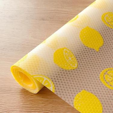 Imagem de XUNYUQI Forros de prateleira não adesivos para armários de cozinha, forro de gaveta - Material EVA durável com padrões, à prova de óleo, à prova d'água - Fácil de limpar e cortar (amarelo, 30 cm L x