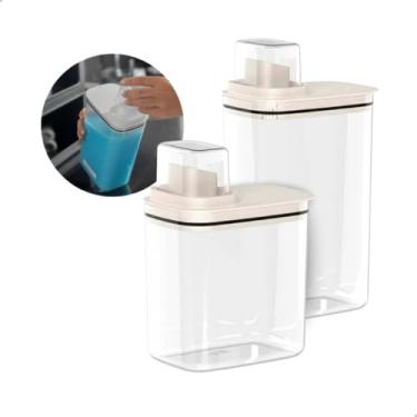 Imagem de Kit Dispenser Organizador Lavanderia 2,3 litros + 1,5 Litros Acrílico Amaciante Sabão em Pó