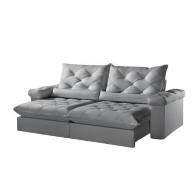 Imagem de Sofá Veneza Retrátil e Reclinável 200m Movenzo Estofados, Prata, 200m,