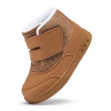 Imagem de BMCiTYBM Botas de neve infantis para meninos e meninas pequenas, à prova d'água, para clima frio, uso ao ar livre, leve (bebês/crianças pequenas/crianças grandes), 4a-marrom, 9 Toddler