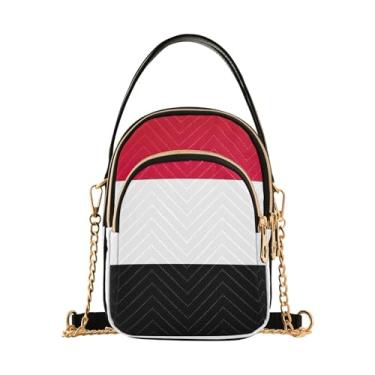 Imagem de ODAWA Bolsa lateral feminina com bandeira do Iêmen Bolsa transversal feminina pequena e leve para mulheres, Estado da bandeira do Iêmen, One Size