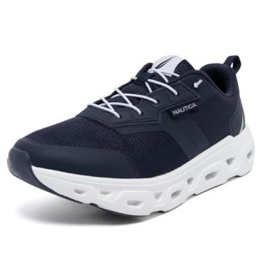 Imagem de Nautica Tênis de corrida masculino esportivo moderno com cadarço macio para academia tênis masculino – acolchoado, respirável, leve e confortável, Kamilo branco marinho, 9.5