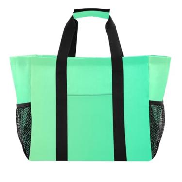 Imagem de ODAWA Bolsa de praia de lona dobrável gradiente verde para esportes e natação, sacola de lona para férias