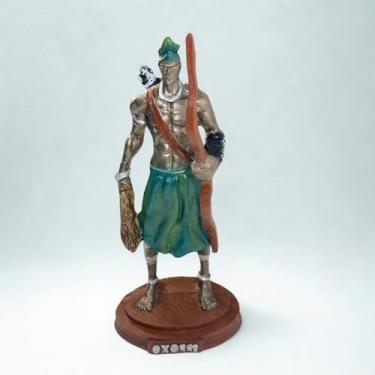 Imagem de Escultura Orixá Oxóssi Arco e Flexa 20 cm Resina