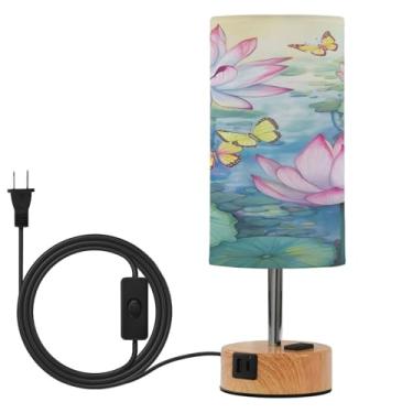 Imagem de Wassud Butterflies and Lotus (2) Candeeiro de mesa de cabeceira sensível ao toque com 3 temperaturas de cor, luminária de mesa moderna com forro de sombra que cuida dos olhos para sala de estar
