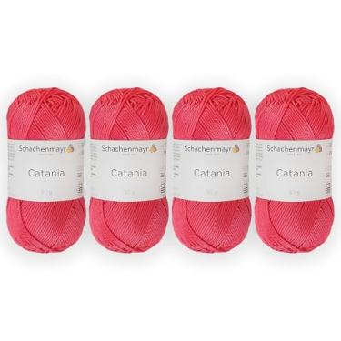 Imagem de 4 novelos/pacote Schachenmayr (SMC) Catania Originals Yarn, cada bola 50 g (125 m), 100% algodão mercerizado para fio de tricô e crochê, peso esportivo, 256 - framboesa