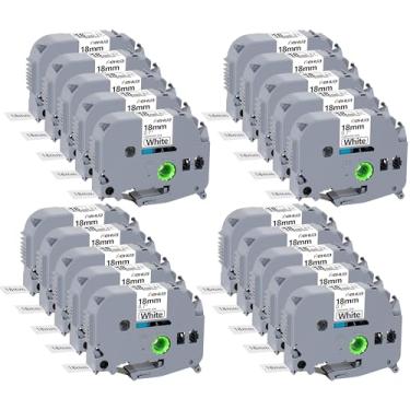 Imagem de Hehua Fita Tze Tz 18 mm 0,7 fita branca laminada compatível com Brother TZe-241 TZe241 TZ241 TZ-241 Fita adesiva 18 mm 0,7 branca para Ptouch PT-D400 PT-D600 PTD600vp, preto sobre branco, pacote com