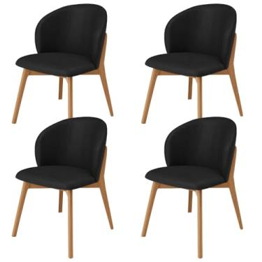 Imagem de Kit 04 Cadeiras de Jantar e Estar Living Estofada Mia L02 Couríssimo Preto - Lyam Decor