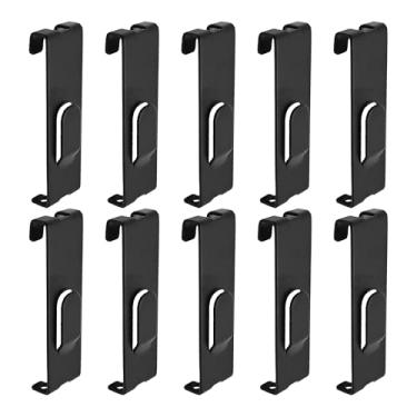 Imagem de AUXBC 10 peças de ganchos de parede de grade de metal preto, cabides para exibição de notch, acessórios de moldura de parede para pintura de arte, fotografia, tela, escritório, casa, painel