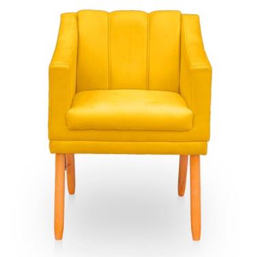 Imagem de Poltrona para Sala Moderna e Reforçada - Estofada em Suede Confortável, Ideal para Ambientes Domésticos (Amarelo)