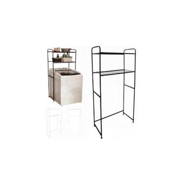 Imagem de Estante para Banheiro com 2 Níveis, Aço Preto, 65x154x31cm, Capacidade 12kg, Organizador Multiuso