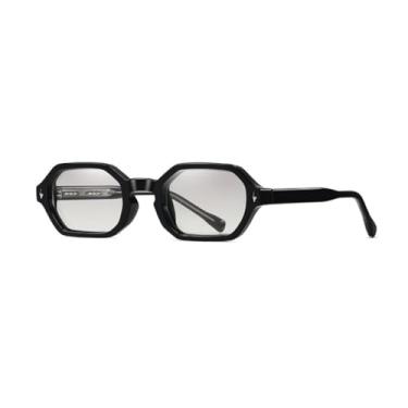 Imagem de JRLLFD Óculos de sol vintage hexagonal de armação pequena, feminino, masculino, luxuoso, punk, com rebites, para dirigir (preto, cinza claro 1)