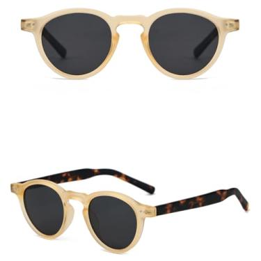 Imagem de JRLLFD Óculos de sol redondos retrô fashion UV400 polarizados para dirigir para homens e mulheres (C5)