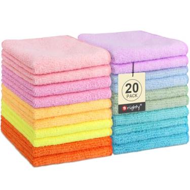 Imagem de Orighty Conjunto de 20 toalhas de banho, panos de rosto de microfibra altamente absorventes e macios, panos de lavagem multiuso e toalhas de mão para banheiro, hotel, spa e academia, 29 x 28 cm