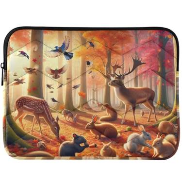 Imagem de Capa protetora para laptop personalizada veado outono animais fofo capa protetora para notebook estética universal 13 capa para laptop 14 polegadas