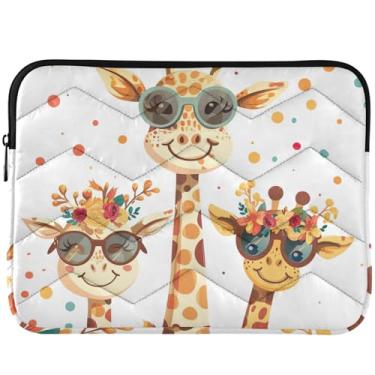 Imagem de Happy Giraffe Animal Family Laptop Sleeve Computer Sleeve Animal Floral Cute Laptop Case Universal 13-14 polegadas