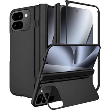 Imagem de Miimall Capa fina para Google Pixel 10 Pro Fold com protetor de tela, suporte invisível dobrável e proteção de dobradiça, capa rígida fina e resistente para Pixel Fold 10 Pro, capa dobradiça, preta