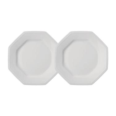 Imagem de Jogo 2 Pratos de Sobremesa Prisma Brancos 20,5 cm Porcelana Schmidt
