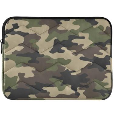 Imagem de Capa protetora para notebook verde abstrata camuflagem personalizada capa protetora para laptop universal 13 polegadas 14 polegadas