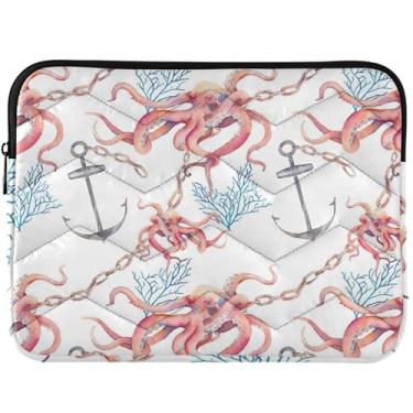 Imagem de Capa para notebook com âncora de animais marinhos polvo, acolchoada, acessórios de computador, universais, capas para laptop de 13 a 14 polegadas