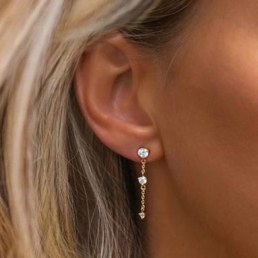 Imagem de Brinco feminino, pulseira de ouro de camada delicada empilhável para mulheres, joias da moda | Presente de festa, banhado a ouro 14K, standard, Latão, Sem pedra preciosa