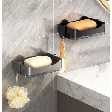 Imagem de Suporte de saboneteira, sem perfuração, suporte de sabão montado na parede com ralo para banheiro e cozinha