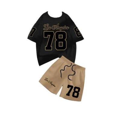 Imagem de Conjunto De Camiseta Casual De Verão Para Homens Com Estampa E Shorts,