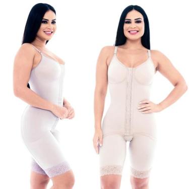 Imagem de Cinta Modeladora Curta Abertura PósCirúrgico Alça Regulável Renda - Mo