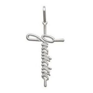 Imagem de Promoção Pingente Cruz Gratidão Prata Maciça 950 3 Cm - Lojas La&Amp;N
