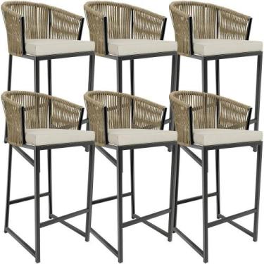 Imagem de Kit 06 Banqueta Para Área Gourmet Cozinha Varanda Corda Náutica Sunset