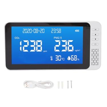 Imagem de Marhynchus Medidor de Qualidade do Ar, 6 Em 1 CO2 PM2.5 Temperatura Umidade Hora Data Exibição Com Lembrete Audiovisual para Casa, Hotel, Escritório, Escola