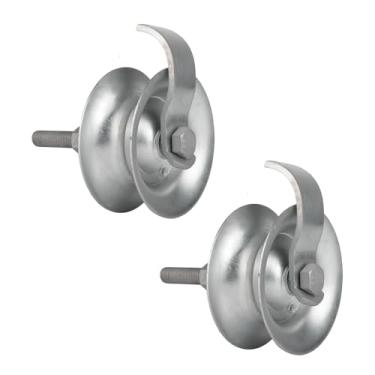 Imagem de Pubotlu Pacote com 2 rolos de portão deslizante de rolo de trilho de tubo de aço de 12,7 cm galvanizado para kit de ferragens de portão de trilho de tubo de 3,5 cm (rolo de trilha)