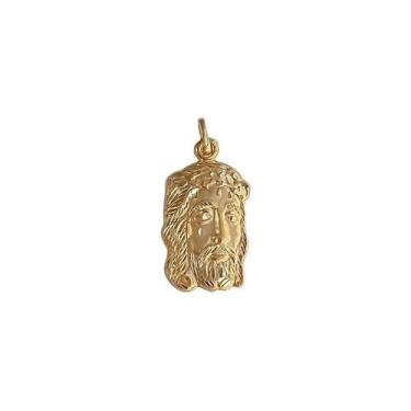 Imagem de Pingente Face De Cristo Ouro 18k Masculino Diamantada 2,7cm - Aea Jóia
