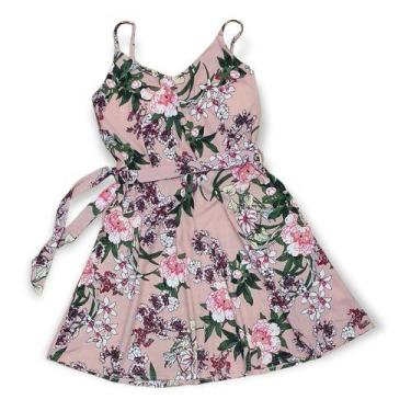 Imagem de Vestido curto de alça estampado Floral com cinto verão - J.A DRESS WEL