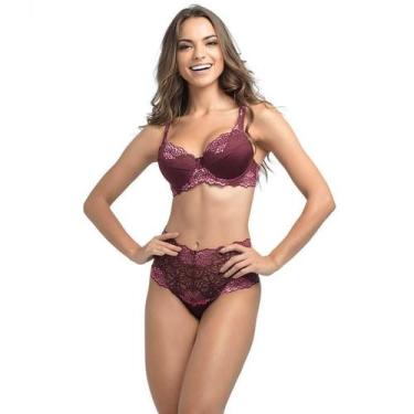 Imagem de Conjunto Rendado Vinho DeMillus 74531/57531 MMicrofibra - Com Bojo, 46