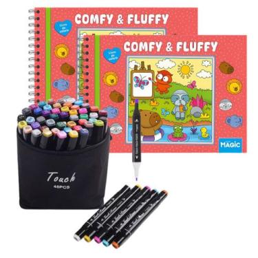 Imagem de Kit 2 Livro De Colorir Bobbie Goods + Canetinhas Touch 48cores