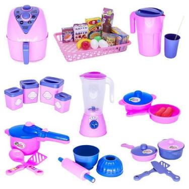 Imagem de Cozinha Comida Brinquedo Infantil Panela Air Fryer 35pç - CLICKCOMPRAS