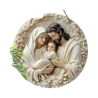 Imagem de Ornamento Clássico De Presépio Em Madeira Sagrada Família 787in Decora