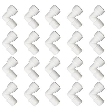 Imagem de 20 peças de encaixe de tubo macho Push To Connect, purificadores de água, conector rápido de bebidas, dispensa e acessórios de sistema de filtragem de água (1/4 NPT macho x 1/4 OD tubo cotovelo)