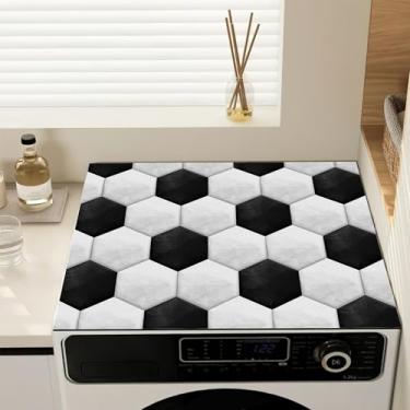 Imagem de Capas hexagonais para lavadora e secadora de futebol para a parte superior, capa antiderrapante para máquina de lavar roupa, tapete protetor à prova de poeira para lavanderia e cozinha, 59,9 cm x 50