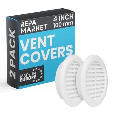 Imagem de Repa Market Tampa de saída de ar redonda branca de 10 cm (abertura) – Pacote com 2 – Grelha de plástico – Ventilação macia com tela de malha – dutos HVAC, teto, ventilação de parede, ventilação do