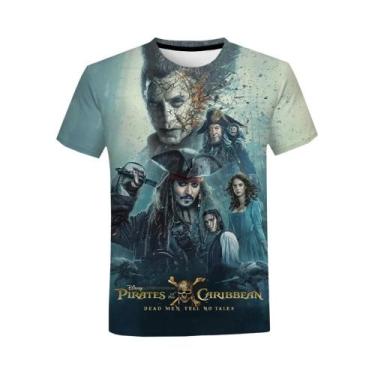 Imagem de Camiseta Casual De Verão Com Estampa 3D De Piratas Do Caribe Para Home