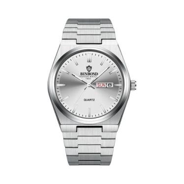 Imagem de Relógio De Quartzo Masculino Luxuoso À Prova d'Água Com Luz, Aço Inoxi