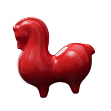 Imagem de Baoblaze Enfeite de cavalo fofo, feito à mão, criativo, para decoração do Ano Chinês. Estátua de cavalo de cerâmica para armário, mesa ou entrada, Ruiva para Cima